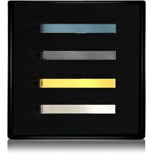 Mens skinny tie clips set 4 pack gold silver black blue tie bars with box